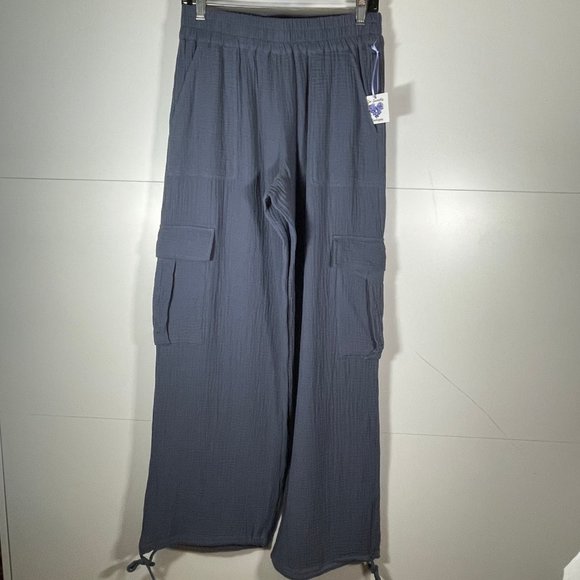 NWT RSQ Wide Leg Cargo Pants in Steel Blue - Picture 2 of 10